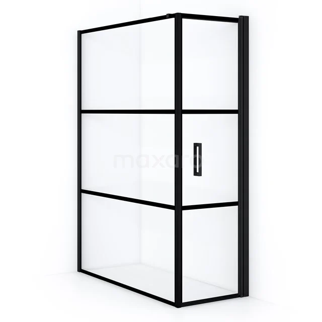 Diamond Duschkabine | 140x60 cm Matt Schwarz Drehtür Rechteck CDA10614118RMB Schwarze industrielle Duschwand mit Glas und Metallrahmen, perfekt als moderne Trennwand für das Badezimmer.