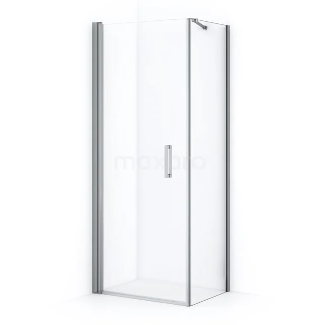 Shower enclosure with clear glass, chrome profiles and pivot door, perfect for a modern bathroom.