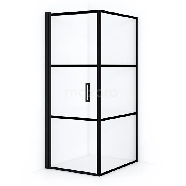 Black, square shower enclosure with glass from the industrial Modern series, perfect for a stylish bathroom update.