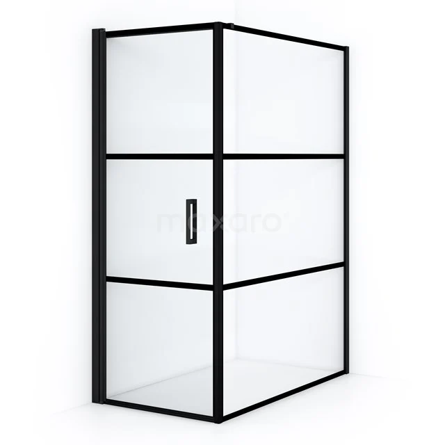 Diamond Shower enclosure | 140x80 cm Matte black Clear with 4 black stripes Pivot door Rectangle CDA10814118LMBN