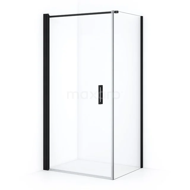Diamond Duschkabine | 90x80 cm Matt Schwarz Drehtür Rechteck CDA10908110MB Strakke rechteckige Duschkabine mit schwarzem Rahmen und Klarglas, perfekt für einen modernen Badezimmerstil.