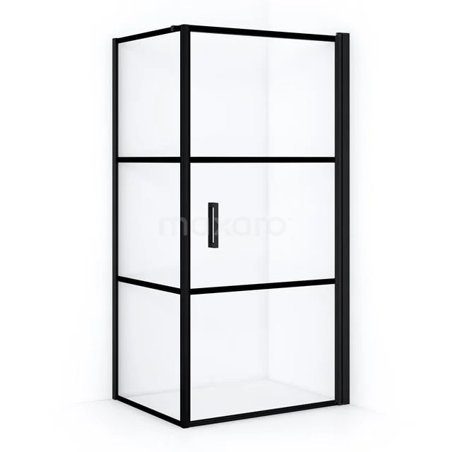 Black shower enclosure with glass and minimalist design, ideal for a modern bathroom. Series: Industrial Luxe.