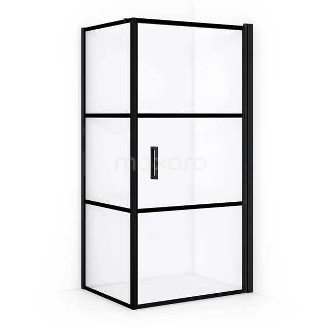 Diamond Shower enclosure | 100x80 cm Matte black Clear with 4 black stripes Pivot door Rectangle CDA11008118RMBN