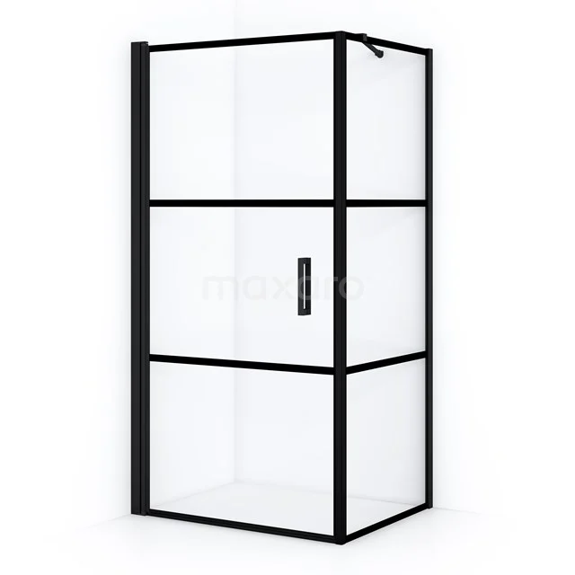 Black industrial shower enclosure with clear glass and clean lines, ideal for a modern bathroom style.