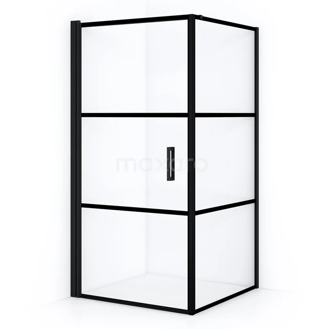 Diamond Shower enclosure | 100x100 cm Matte black Clear with 4 black stripes Pivot door Square CDA11010118LMBN