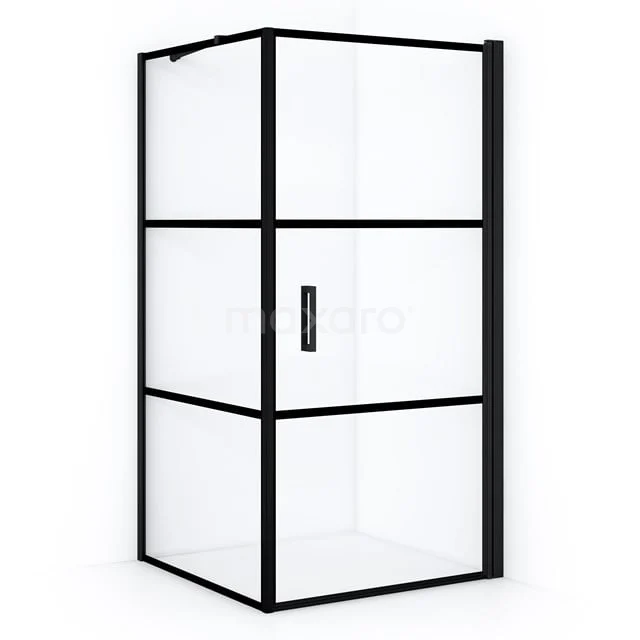 Schwarze Duschkabine mit Klarglas und Metallrahmen, modernes Design ideal für ein luxuriöses Badezimmer.