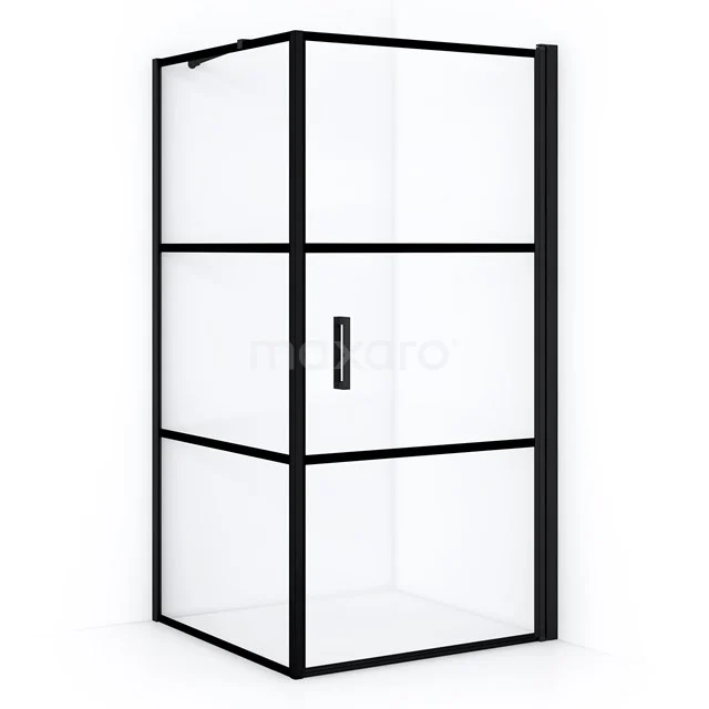 Diamond Shower enclosure | 100x90 cm Matte black Clear with 4 black stripes Pivot door Rectangle CDA10910218RMBN