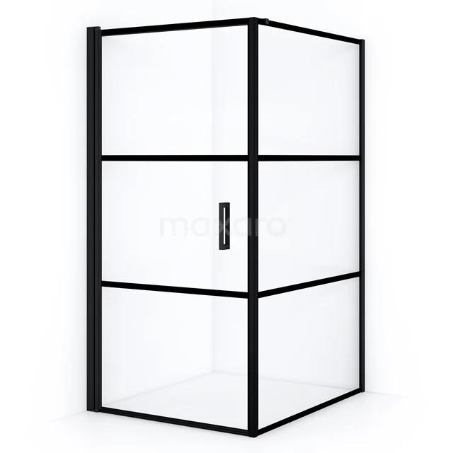 Diamond Shower enclosure | 120x100 cm Matte black Clear with 4 black stripes Pivot door Rectangle CDA11012118LMBN