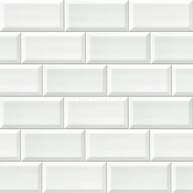 Weiße rechteckige keramische Metro-Wandfliesen mit einer glänzenden Oberfläche, ideal für einen klassischen Badezimmerstil.