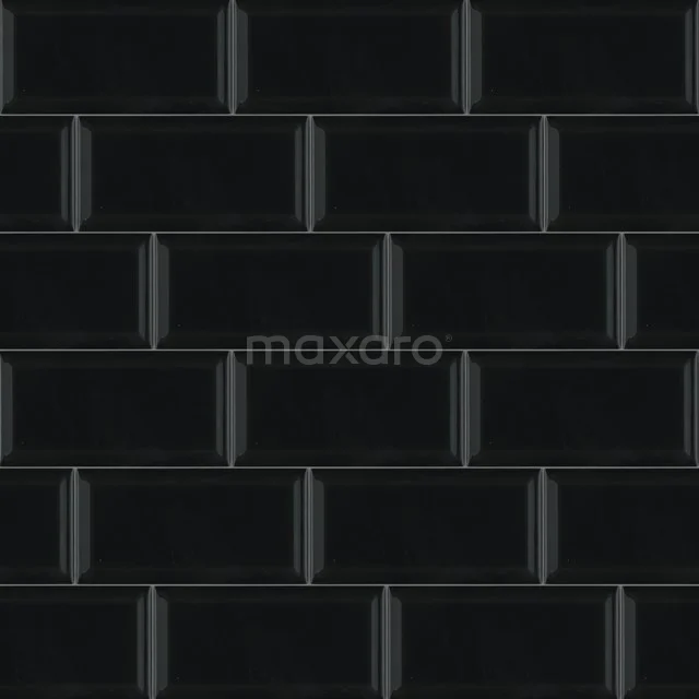 Tile sample, Wall tile, Metro Black Shiny 501-0403TS Black glossy ceramic subway tile, perfect for a modern bathroom wall.