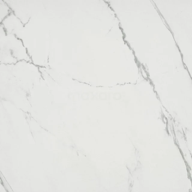 Lucido White Gloss Floor/wall tile | 60x60 cm White Natural stone look 503-050101 White ceramic marble-look bathroom tile with subtle grey veins, ideal for a modern and luxurious bathroom style.