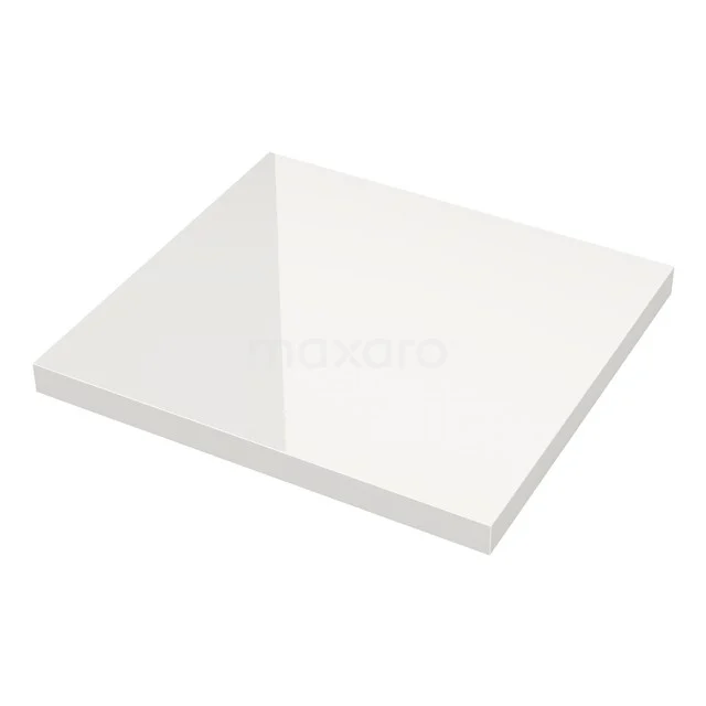 Weißes quadratisches Badezimmerplateau, glänzende Oberfläche, ideal zur Organisation von Zubehör in modernen Badezimmerinterieurs.