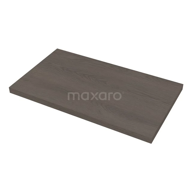 Houten badkamerplank in donker eikenhout, rechthoekig design. Perfect als stijlvolle toevoeging aan moderne badkamerinrichting.
