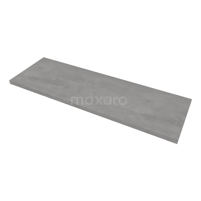 Modulo Waschtischplatte, 140 cm, hellgrauer Beton T06-1400-35000 Graues keramisches Waschtischboard mit Betonlook, ideal für moderne Badezimmergestaltung und stabile Platzierung von Zubehör.