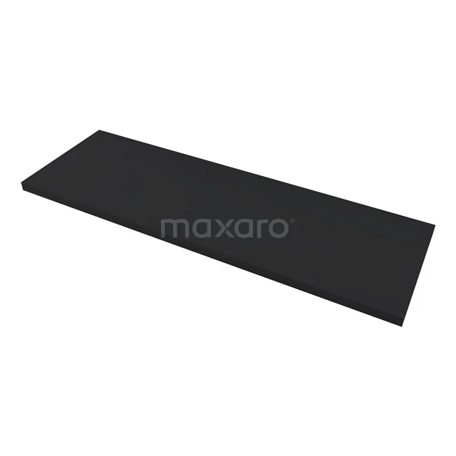 Zwarte glazen badkamerplank, rechthoekig ontwerp, ideaal voor opbergruimte in moderne badkamers.