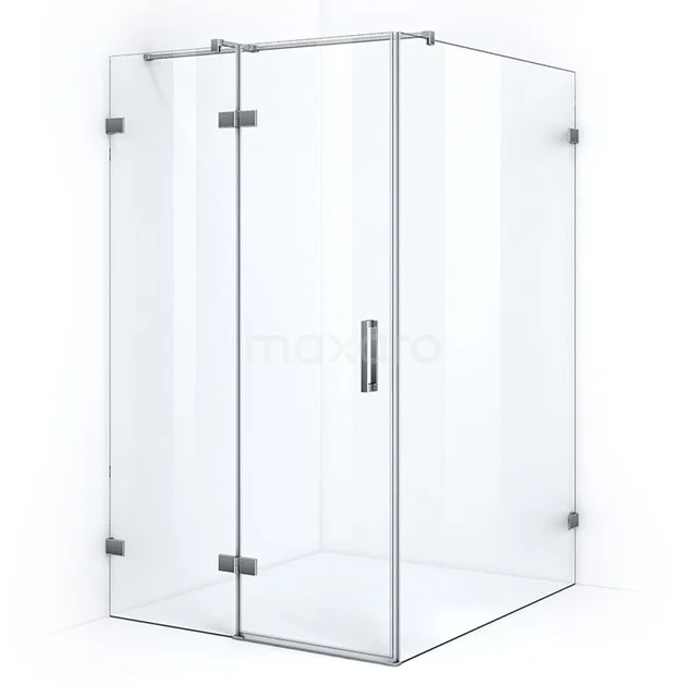 Quartz Shower cabin | 140x110 cm Chrome Clear glass Pivot door Rectangle CQB1456310C Modern glass shower enclosure with corner step, clear glass and chromed edges, perfect for a stylish bathroom layout.