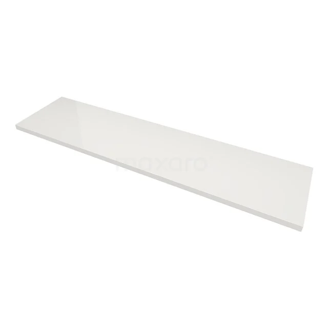 Witte rechthoekige wastafelplank, modern design, ideaal als badkameraccessoire voor extra opbergruimte.