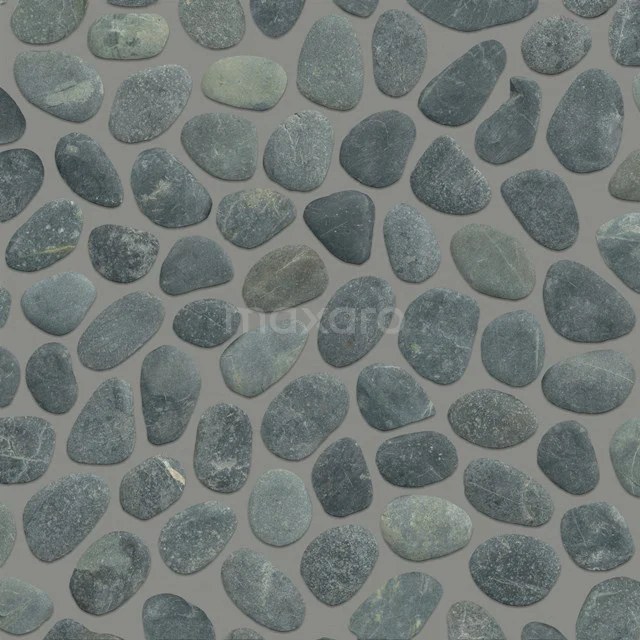 Fliesenmuster, Mosaik, Kieselstein Schwarz 306-0503TS Graue Naturstein-Mosaikfliesen, ovale Form, ideal als nachhaltige Wandverkleidung im Badezimmer.