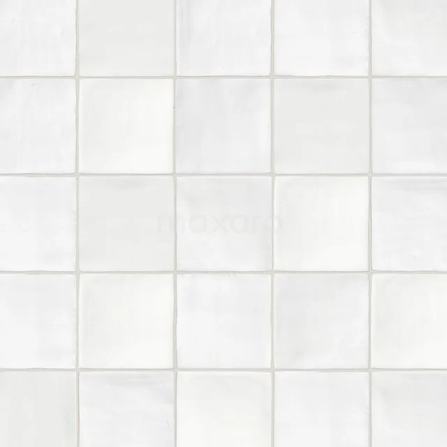 White ceramic bathroom tile, glossy square design, perfect for wall decoration. Elegant and timeless.