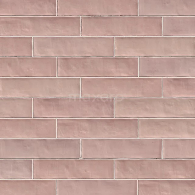 Rosa keramische Badezimmerfliese mit matter Oberfläche, rechteckiges Format, ideal für eine moderne Duschwand.