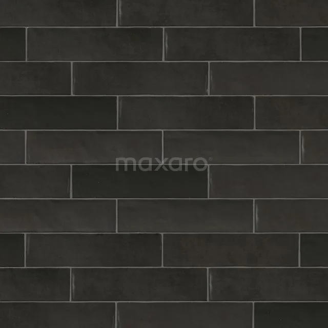 Schwarze keramische Wandfliese mit matter Oberfläche, ideal als stilvolle Badezimmerbekleidung.