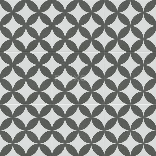 Grey ceramic bathroom tile with modern round pattern, durable and stylish for wall or floor.