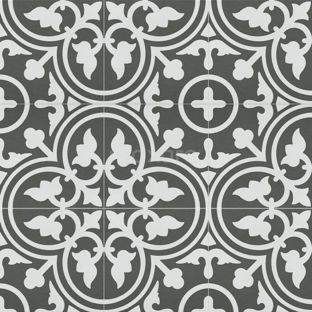 Memory Classic black Floor/wall tile | 20x20 cm Multicoloured Decor 402-010104 Grey floor tile with vintage pattern design, ideal as a stylish bathroom tile, made of durable ceramic.
