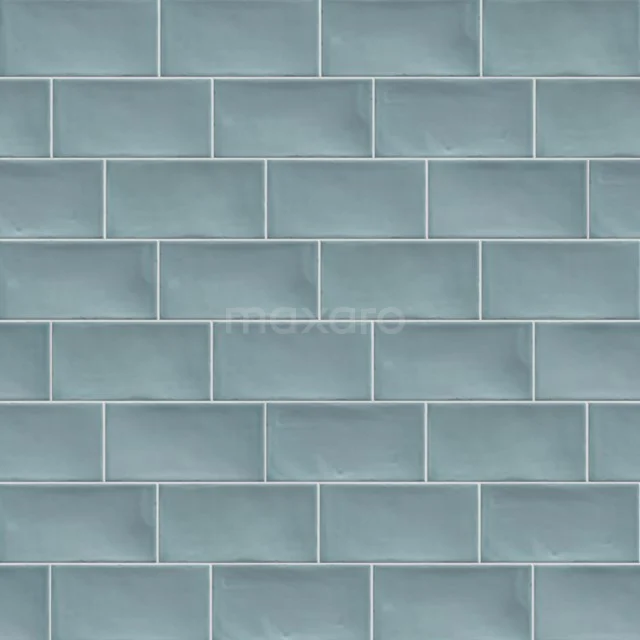 Tile sample, Wall tile, Malta Blue 501-0204TS Bright blue rectangular bathroom tiles, glossy ceramic with a modern subway-style pattern for wall coverings.