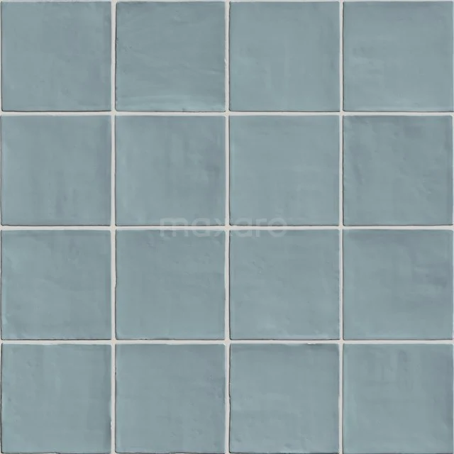 Blue ceramic bathroom tiles, square design, matt surface, suitable for wall application, modern and stylish.