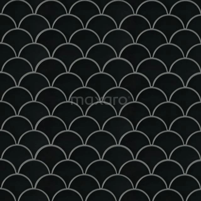 Schwarze Fischgrätfliese mit glänzender Oberfläche, ideal als stilvolle Badezimmerwandverkleidung.