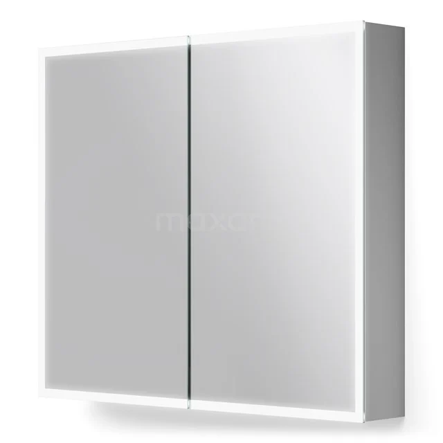 Weißer Badschrank mit Spiegeltüren, minimalistisches Design, geeignet für die Aufbewahrung und Organisation von Badezimmerartikeln.