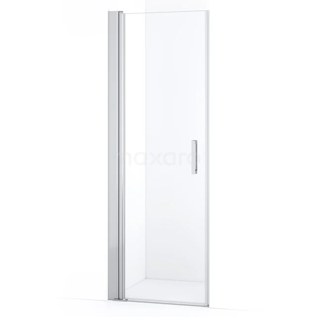 Clear glass shower door with aluminium profile, minimalist design, ideal for modern bathrooms.