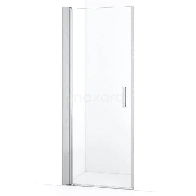 Glass shower door with aluminium profile, clear finish, modern design, ideal for stylish bathroom decoration.