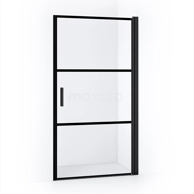 Diamond Shower door | 100 cm Matte black Clear with 4 black stripes Pivot door DDA110118RMBN