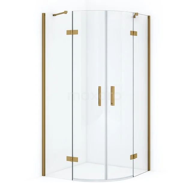 Diamond Douchecabine | 100x100 cm Goud Helder glas Draaideur Kwartrond CDR21010410GG