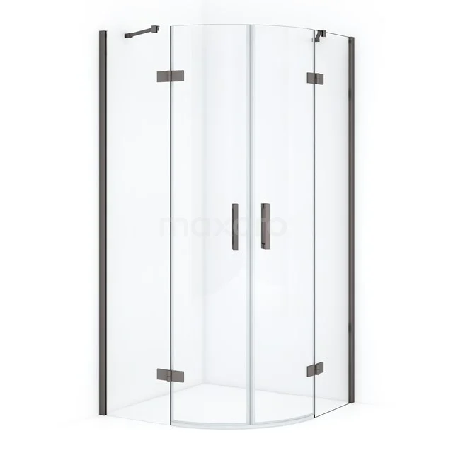 Diamond Shower cabin | 90x90 cm Black metal Clear glass Pivot door Quarter round CDR20909410ZM Corner shower cabin in clear glass with chrome profiles, double door and modern design, perfect for a stylish bathroom.
