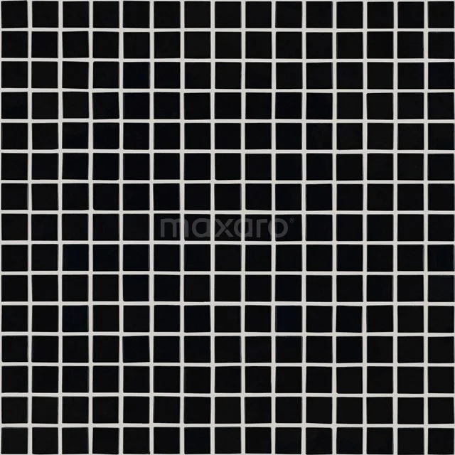 Black mosaic tile with glossy finish, perfect choice as stylish wall decoration for a modern bathroom.