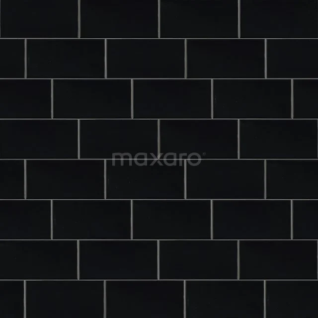 Black rectangular bathroom tiles with matte finish, ideal for a modern and sleek wall style.