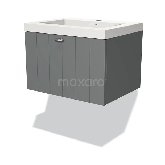 Modulo Vanity units with basin | 60 cm Mid grey Slat front Solid surface 1 drawer BMW11-03013