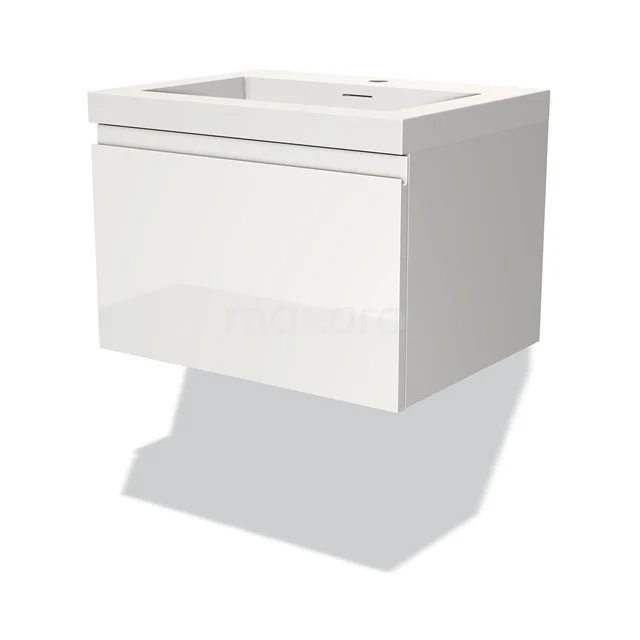 Modulo Vanity units with basin | 60 cm High-gloss white Handle-less front Solid surface 1 drawer BMW11-03017