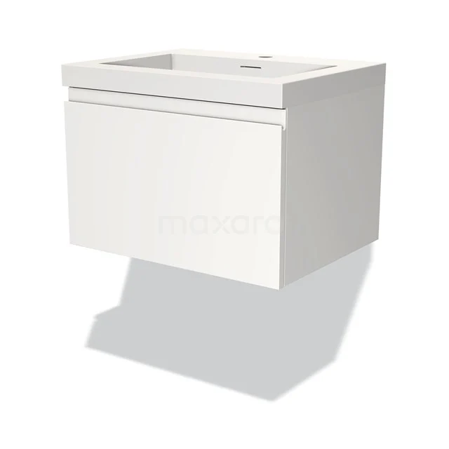White Bathroom unit with a sleek design, floating wall-mount and integrated sink, ideal for modern bathrooms.