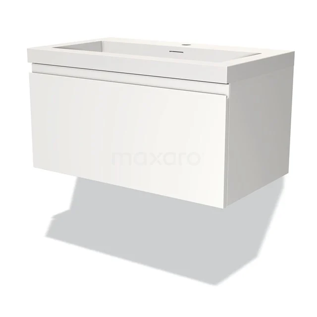 Modulo Vanity units with basin | 80 cm Matte white Handle-less front Solid surface 1 drawer BMW11-03052