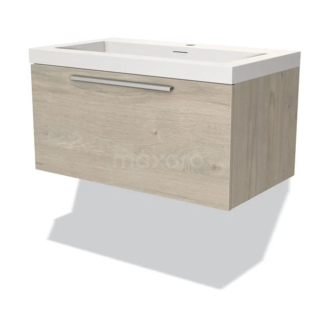 Modulo Vanity units with basin | 80 cm Light grey oak Flat front Solid surface 1 drawer BMW11-03061