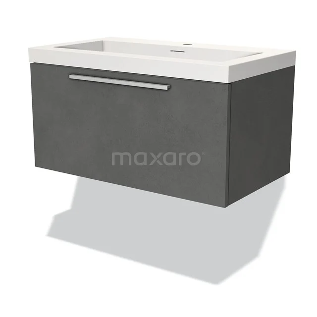 Modulo Vanity units with basin | 80 cm Dark grey concrete Flat front Solid surface 1 drawer BMW11-03072