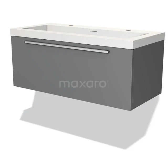 Modulo Vanity units with basin | 100 cm Mid grey Flat front Solid surface 1 drawer BMW11-03076