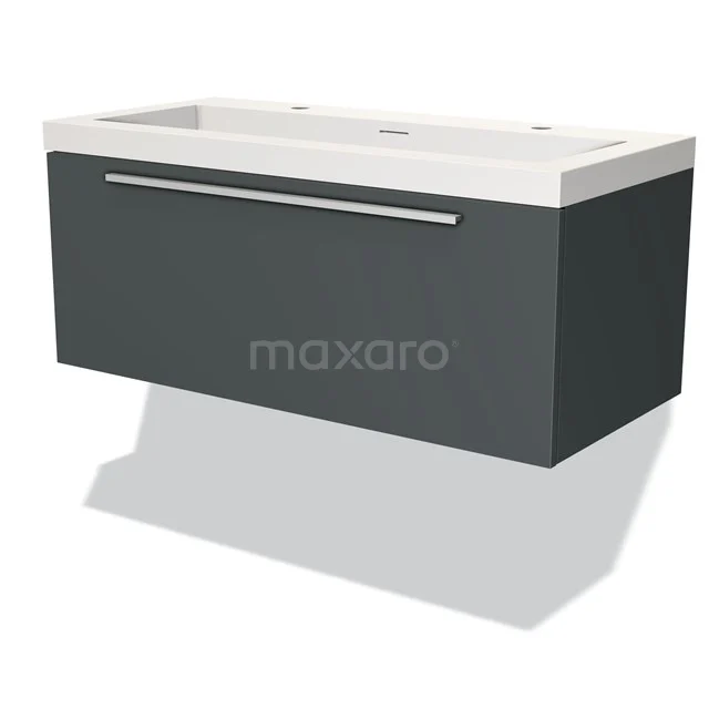 Modulo Vanity units with basin | 100 cm Dark grey Flat front Solid surface 1 drawer BMW11-03085