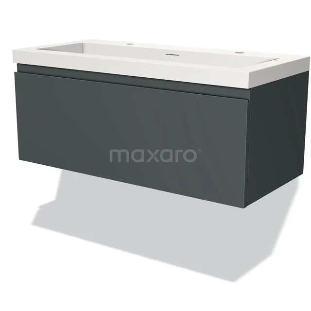 Dark grey Bathroom unit with white vanity units with basin, sleek design and wall-mounted, perfect for modern bathrooms.