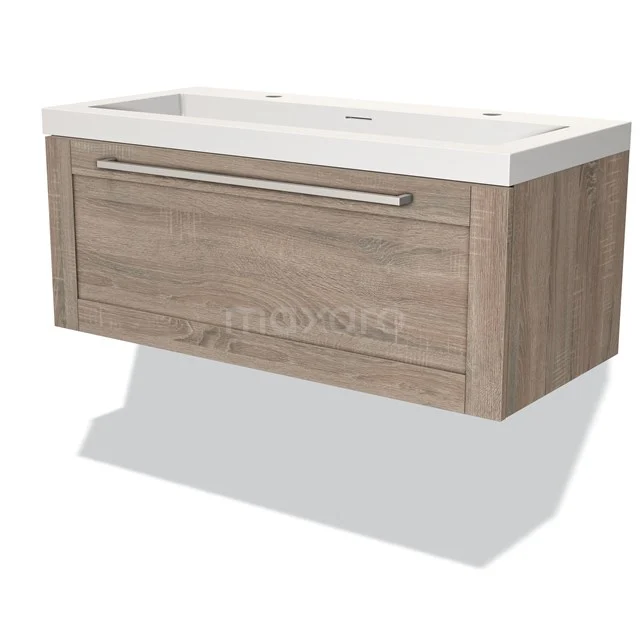Wooden floating vanity units with basin, horizontal handle and modern finish, ideal for stylish bathroom storage.