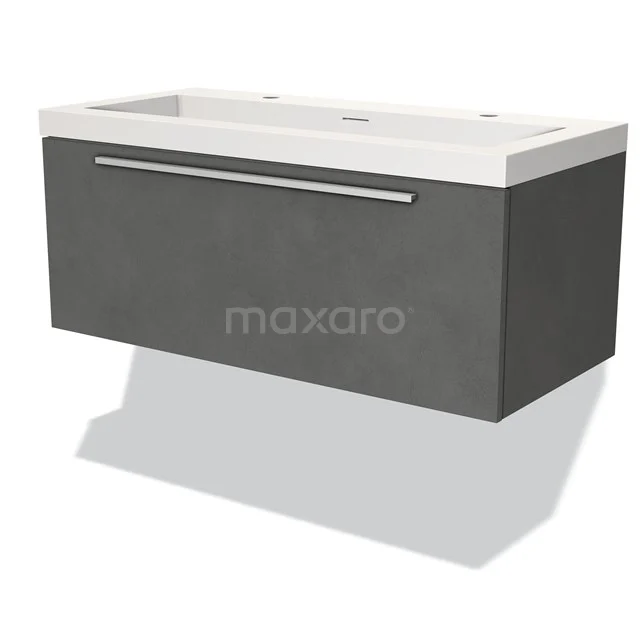 Modulo Vanity units with basin | 100 cm Dark grey concrete Flat front Solid surface 1 drawer BMW11-03104
