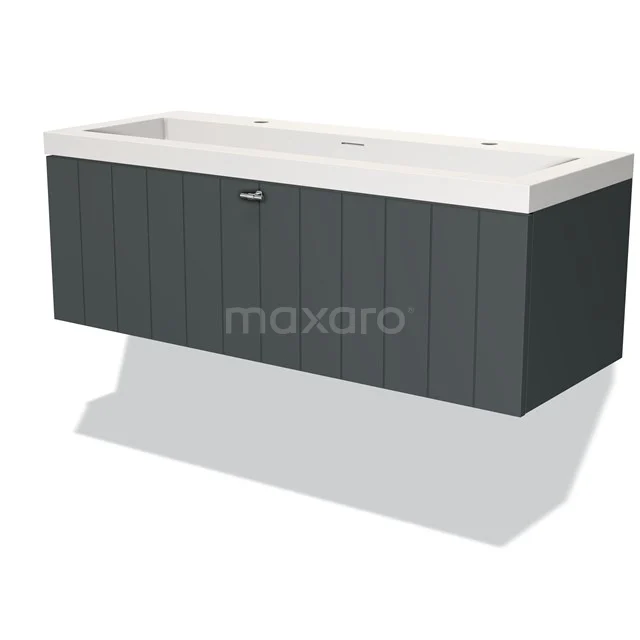 Modern grey wooden bathroom furniture set with white ceramic Basin worktop, sleek design for stylish bathrooms.